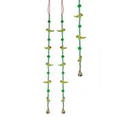 Set of 2 Door Hanging 5 Wooden Birds Tota Parrot String with Bell Wall Hanging for Indian Traditional Festival Decorations for Home Wall Hanging Temple Bedroom Room New year Decor(Size:-30" Approx.)