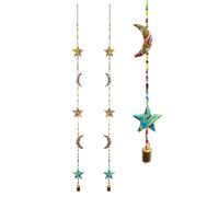 Set of 2 Door Hanging Colorful Decorative 5 Fabric Moon & Star String for Festival Traditional New Year Decorations Indoor Wall Temple Bedroom Home Party Decor Gifting Idea(Size-39)(Multicolor)