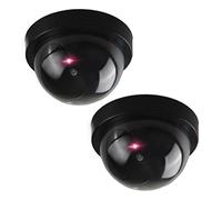 Set of 2 Fake Security Cameras - Realistic Dummy Surveillance for Indoor & Outdoor Use - Battery-Operated with Red Light