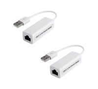 Set of 2 Gigabit Ethernet Network Adapters USB 2.0 A to RJ45 for PC Notebook Ultrabook Tablet Windows Mac - White