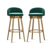 Set of 2 Modern Velvet Bar Stools Stylish Counter Chairs with Gold Metal Legs Low Back Design 25.6'' Height for Kitchen Island & Dining Room