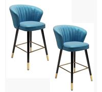 Set of 2 Modern Velvet Bar Stools Stylish Nordic Upholstered Backrest for Kitchen Islands Dining Rooms and Family Restaurants Comfortable and Chic Seating