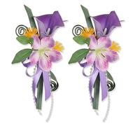 Set of 2 Purple Real Touch Calla Lily Boutonniere for Men Wedding Handmade Artificial Prom Boutonniere with Easy Pin & Clip Groom Groomsmen Flower for Homecoming Party Suit Corsage