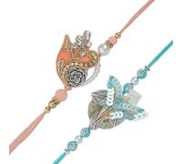 Set of 2 Rakhi for Brother Rakhi Thread Bracelet for Bhai Bhabhi Bhaiya veera Bhaidooj Tikka Decorations Set Dora Bracelets gift Pack for Brother Sister Indian Traditional Festival