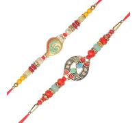 Set of 2 Rakhi for Brother Rakhi Thread Bracelet for Bhai Bhabhi Bhaiya veera Raksha Bandhan Set Dora Bracelets with Rakhi Card Gift Pack for Brother Sister Indian Traditional Raksha Bandhan Festival