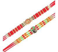 Set of 2 Rakhi for Brother Rakhi Thread Bracelet for Bhai Bhabhi Bhaiya veera Raksha Bandhan Set Dora Bracelets with Rakhee Card gift Pack for Brother Sister Indian Traditional Raksha Bandhan Festival
