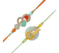 Set of 2 Rakhi for Brother Rakhi Thread Bracelet for Bhai Bhabhi Bhaiya veera Raksha Bandhan Set Dora Bracelets with Rakhi Card gift Pack for Brother Sister Indian Traditional Raksha Bandhan Festival