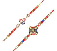 Set of 2 Rakhi for Brother Rakhi Thread Bracelet for Bhai Bhabhi Bhaiya veera Raksha Bandhan Set Dora Bracelets Rakhi Card gift Pack for Brother Sister Indian Traditional Raksha Bandhan Festival