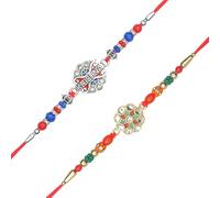 Set of 2 Rakhi for Brother Rakhi Thread Bracelet for Bhai Bhabhi Bhaiya veera Raksha Bandhan Set Dora Bracelets with Rakhi Card gift Pack for Brother Sister Indian Traditional Raksha Bandhan Festival