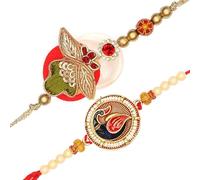 Set of 2 Rakhi for Brother Rakhi Thread for Bhai Bhabhi Bhaiya and Bhatiji veera Rakhi Raksha Bandhan Rakhi Set Dora Bracelet Kalwa with gift Pack for Brother Sister Indian Traditional