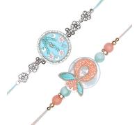 Set of 2 Rakhi for Brother Thread Bracelet for Bhai Bhabhi Bhaiya veera Raksha Bandhan Dora Set Bracelet with Rakhi Gift Card Pack for Brother Sister Indian Traditional Raksha Bandhan Festival