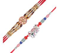 Set of 2 Rakhi for Brother Thread Bracelet for Bhai Bhabhi Bhaiya veera Raksha Bandhan Dora Set Bracelet with Rakhee Gift Card Pack for Brother Sister Indian Traditional Raksha Bandhan Festival