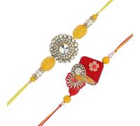 Set of 2 Rakhi for Brother Thread Bracelet for Bhai Bhabhi Bhaiya veera Raksha Bandhan Rakhi Set Dora with Rakhee Card gift Pack for Brother Sister Indian Traditional Raksha Bandhan Festival
