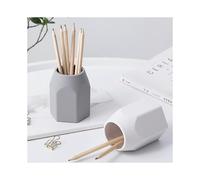 Set of 2 Silicone Pen Holder Silicone Pen Cup Creative Design Geometric Pen Holder Makeup Brush Holder for Office School Home (White and Gray)