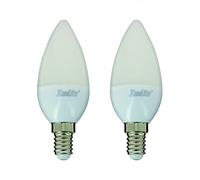 Set of 2 SMD LED Flame Opaque bulbs, E14 base, 470 Lumens, 40W equivalent, 4000 K, Neutral White