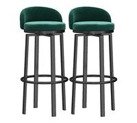 Set of 2 Swivel Bar Stools with Backs Upholstered Velvet Kitchen Bar Chairs with Metal Footrest for Home Breakfast Bar Counter & Island Stylish Green Design