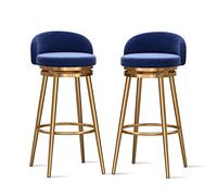 Set of 2 Velvet Bar Stools Modern Counter Chairs with Gold Metal Legs Low Back Design 25.6'' Height Stylish Dining & Kitchen Island Seating