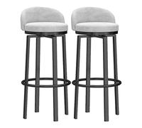 Set of 2 Velvet Bar Stools with Backs Swivel Kitchen Counter Chairs Upholstered Seat Metal Footrest for Breakfast Bar Home Bar and Kitchen Islands Stylish White Design