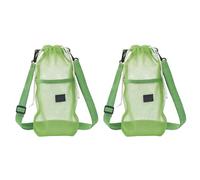 Set of 2 Water Bottle Carrier Bag, Drink Bottle Holder Bag with Strap, Adjustable Mesh Holder with Side Pocket for Carrying Drinks During Gym, Hiking, Travel, School, Camping, and Outdoor Activities