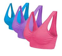 Set of 3 6 9 Seamless Bras Non Padded Comfort Everyday Bra Non Wired Nursing Bra Top Yoga for Women Gym - Black Nude White Blue Pink Purple (FR/ES, Letras, XXL, Regular, Regular, Púrpura/Azul/Rubí)