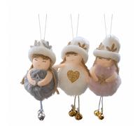 Set of 3 Christmas Tree Ornaments - Fabric Love Themed Round Belly Pendants - Hanging Christmas & New Year Decorations for Home and Room Decor Without Electricity