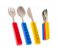 Set Of 3 Interlocking Block Kids Silverware,toddler Fork And Spoon Set