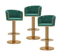 Set of 3 Modern Gold Velvet Swivel Bar Stools Adjustable Height Counter Chairs with Backs for Kitchen Home Bar and Island Stylish Woven Design