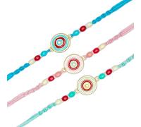 Set of 3 Rakhi for Brother Rakhi Thread for Bhai Bhabhi Bhaiya and Bhatiji Raksha Bandhan Rakhi Set Dora Bracelet Kalwa with gift Pack for Brother Sister Indian Traditional Festival Rakhi (Design 1)