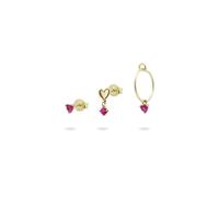 Set of 3 Rue des Mille Shapes Earrings 925 Silver with Red Zirconia ORZ-020 M9 SV AU