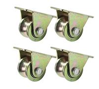 Set of 4 Caster Wheels,1.2"/2"/2.5"/3"/4" U-Groove Track Wheel,Heavy Duty Groove Wheel,for Inverted Track,Industrial Machines,Wire Rope Rail,600kg Load Capacity Castors Casters(32mm)
