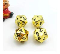 Set of 4 Deluxe Golden Solid Metal 20 Sides Dice D20 Gold Metallic Polyhedral Dice