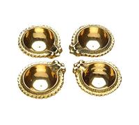 Set of 4 Diya Deepak Pooja Diya Puja Item Religiou Brass Oil Lamp Pooja Essential Indian Traditional Festival Decor Aarti Diya Lighting Accessories Gift Item Pooja Kit Lantern Lamp(Size:-2")(Golden)