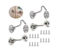 Set of 4 Door Hooks 7.5cm Interior Door Locks Stainless Steel Hatch Exterior Door Locks for Windows, Barn Doors, Shed Doors, Garage Doors