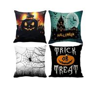 Set of 4 Halloween spider pumpkin Throw Pillow Cover, Home Decor Pillow Case Sofa Cushion Cover 18 x 18 in, Halloween decoration, Indoor outdoor decor