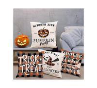 Set of 4 Halloween witch hat broom Throw Pillow Cover, Home Decor Pillow Case Sofa Cushion Cover 18 x 18 in, Halloween decoration, Indoor outdoor deco