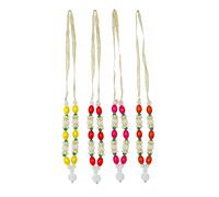 Set of 4 Mala Artificial Beaded Moti Mala Ribbon Garland Mala for Idol-Mala for God Statues Accessories Puja Sringar Article Ornament for Indian Traditional Festival New year Decorations (Size:-4")