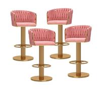 Set of 4 Modern Gold Velvet Swivel Bar Stools Adjustable Height Counter Chairs with Backs for Kitchen Home and Island Stylish Woven Design