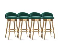 Set of 4 Modern Velvet Bar Stools Stylish Counter Chairs with Gold Metal Legs Low Back Design 25.6'' Height for Kitchen Island & Dining Room