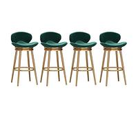 Set of 4 Modern Velvet Swivel Bar Stools with Backrest 75cm Bar Height Chairs Stylish Metal Footrest Perfect for Kitchen Island Home Bar and Pub Green