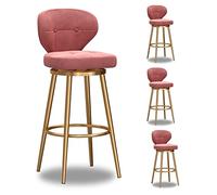 Set of 4 Modern Velvet Swivel Counter Stools 360° Rotating Bar Stools with Backrest for Kitchen Island & Dining 75cm Seat Height Stylish Pink Design