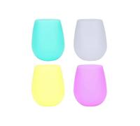 Set Of 4 Silicone Freezable Wine Glasses Reusable And Shatterproof Wine Glasses for Parties And Picnics - White + Yellow + Purple + Green