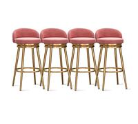 Set of 4 Velvet Bar Stools Modern Counter Chairs with Gold Metal Legs Low Back Design for Kitchen Island & Dining Room 25.6'' Height Breakfast Bar Seating
