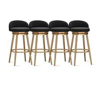 Set of 4 Velvet Bar Stools Modern Counter Chairs with Gold Metal Legs Stylish Low Back Design for Kitchen Island Dining 25.6'' Height Elegant Breakfast Bar Furniture