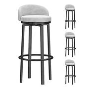 Set of 4 Velvet Bar Stools with Backs Swivel Kitchen & Breakfast Barstools with Metal Footrest for Home Bar Counter and Islands Stylish White Upholstered Seat