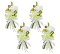 Set of 4 White Real Touch Calla Lily Boutonniere for Men Wedding Handmade Artificial Prom Boutonniere with Easy Pin & Clip Groom Groomsmen Flower for Homecoming Party Suit Corsage