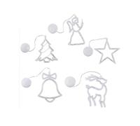 Set Of 5 Led Christmas Lights Hanging Window Light Battery Operated Illuminated Window Mural, Star Bells Reindeer Christmas Tree Angels Led Window Sil