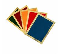 Set of 5 Mat Aasan Small Pooja Decorative Cloth for Laxmi Ganesh (Size:-7" X 10") Multipurpose Pooja Indian Traditional Cultural Festival Laxmi Poojan Ganesha Decorations Item and Article Home Decor