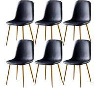 Set of 6 Dining Chairs Soft and Backrest Kitchen with Solid Metal Legs For Living Room Lounge Home(A)