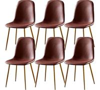 Set of 6 Dining Chairs Soft and Backrest Kitchen with Solid Metal Legs For Living Room Lounge Home(D)