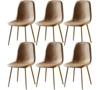 Set of 6 Dining Chairs Soft and Backrest Kitchen with Solid Metal Legs For Living Room Lounge Home(E)